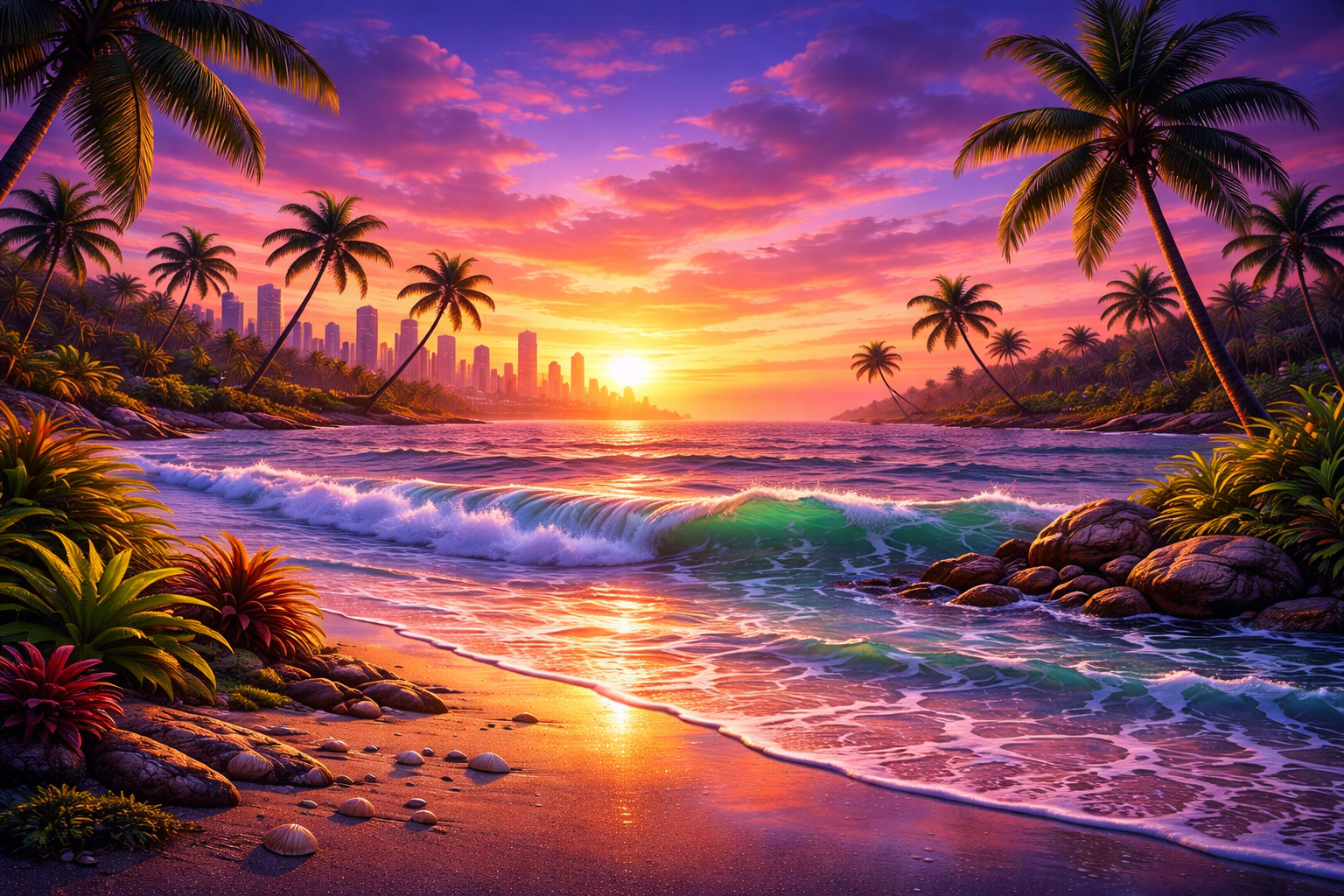 SlimPickinz tropical sunset beach background